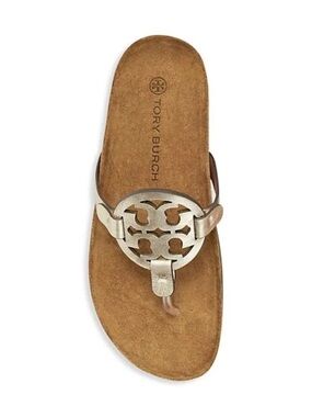 Tory Burch Metallic gold logo Thong Sandals